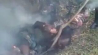 Thief gets burned alive and beaten with a stick in Congo