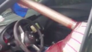 Man gets impaled by a street post right through the chest after a car accident