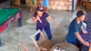 Woman plunges a knife inside a mans back then panics when he don't die and gets beat up in Brazil