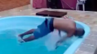 Man dies after attempting to front flip off a wall into a pool but face plants into the edge instead