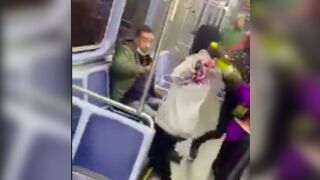 Man gets bottled and robbed by two miniature thugs on a train in Chicago