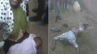 Old lady beaten and set of fire after she was caught with a kidnapped dying child in Haiti