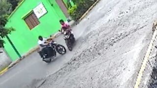 Motorcycle accident man protects his daughter and forgets the man he crashed into