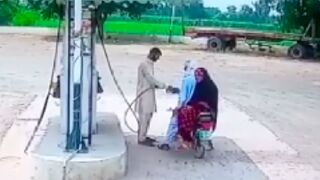 Family ignited whilst filling motorcycle with gas in Pakistan