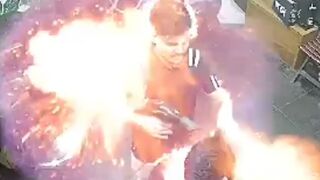 Barber shop goes up in flames after explosion in Bangladesh