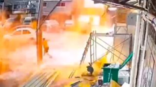 Gas pipe explosion leaves several people on fire in China