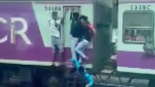 Man falls off a moving Train in India