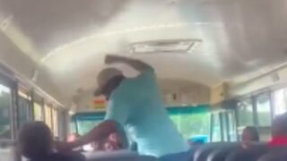 Student gets punched up and kicked by the school bus driver