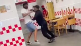 Customer gets into a fight with a five guy employees for refusing to wear a mask