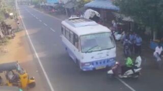 Two men hit by a bus in India