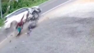 Scooter rider killed after a head on collision with a car in Thailand