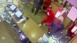 Man gets punched up at a fast food restaurant