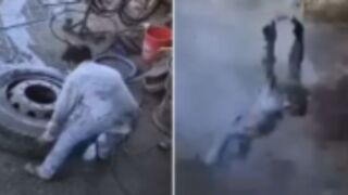 Mechanic killed instantly by an exploding tire