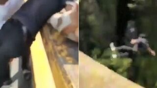 Shocking video of thug throwing Peruvian young man off bridge, read