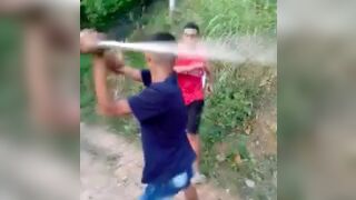 Man gets beaten with sticks hard in Brazil