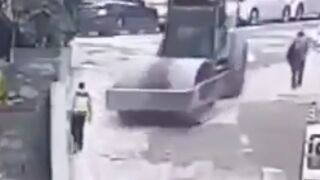 Man gets run over by a steam roller