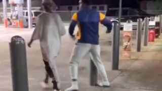 Yikes: Man gets knocked out after walking out a store