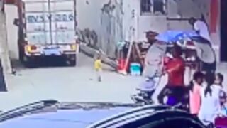 Toddler gets run over by reversing truck in China