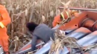 Sleeping homeless man killed after getting run over with a corn harvester while sleeping in the field