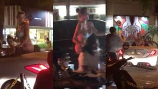 Fight breaks out between girls outside lounge in Brazil