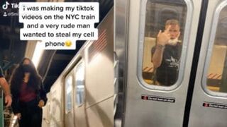 Man tries stealing girls phone in NYC subway station while she was preparing a TikTok video