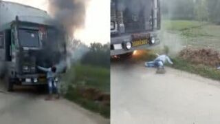 Truck driver electrocuted to death while trying to repair a broken down Truck in India