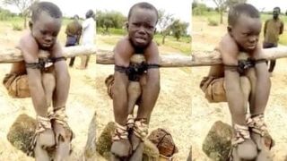 WOW: Child gets tied to a contraption and beaten for stealing in Africa