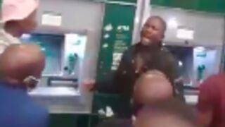 Man gets punched up by shoppers in Africa after they caught him attaching a skimmer to the ATM