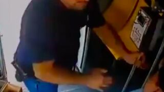 Bus driver gets slapped up by a cop in Mexico for crossing in front of him