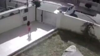Young girl almost gets crushed by her dad!