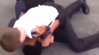 Kid gets a hard boot to the face after getting into a fight with a kid with autism!