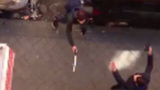 Man gets sliced up with a wakizashi sword in Portugal