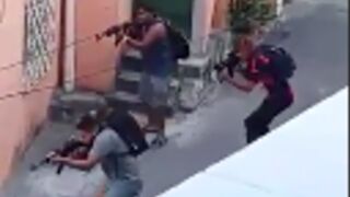 Gang member shot in the face by soldiers controlling the favela!