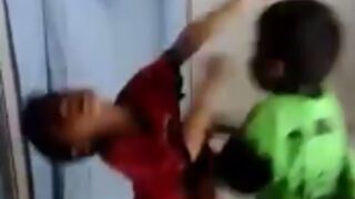 Two brothers get into a lil play fight during the lockdown