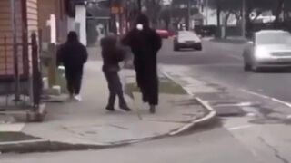 Guy gets knocked out and removed from the street! ????