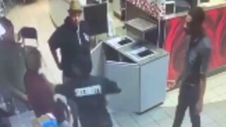 McDonalds Security officer knocks out 3 guys by himself!