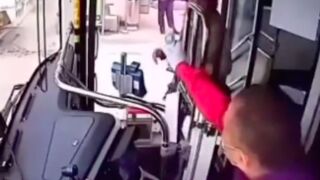 Woman gets denied access onto the buss and sprayed with a disinfectant for not wearing a mask in China!