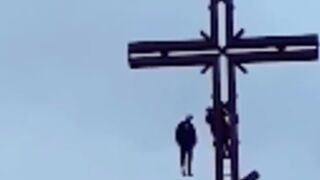 Man in Russia found hanged from a cross!