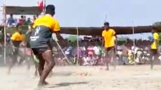 Man gets his leg ripped open by a bulls horns during jallikatt in india!