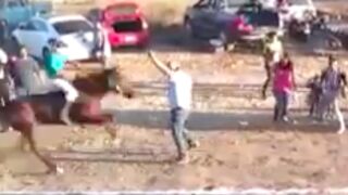 Man gets run over by a horse!