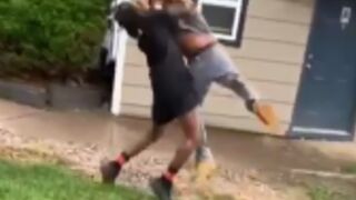 Man gets slammed and stomped out for calling another man a bitch!