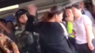 Pregnant protester gets attacked by hong kong police!