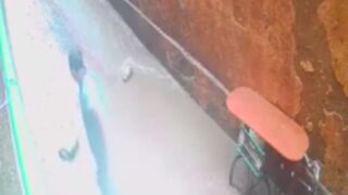 Man gets crushed by a falling wall!