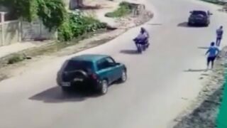 Motorcycle riders catch a huge air after having a collision with a car!