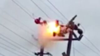 Man gets roasted after climbing onto a pylon! ????