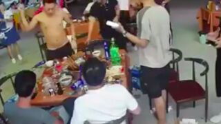 Drunk man gets a well deserved beating! ????