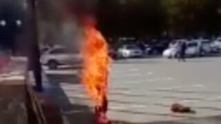 Woah!: Guy Self-Immolates in Protest