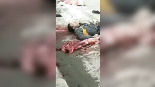 A Chinese man riding a scooter was torn to pieces