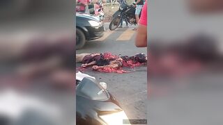 The motorcyclist turned into a pile of meat after the accident