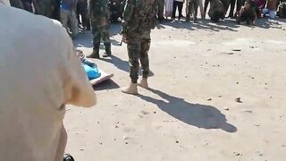 Execution of criminal man with AK gun in YEMEN